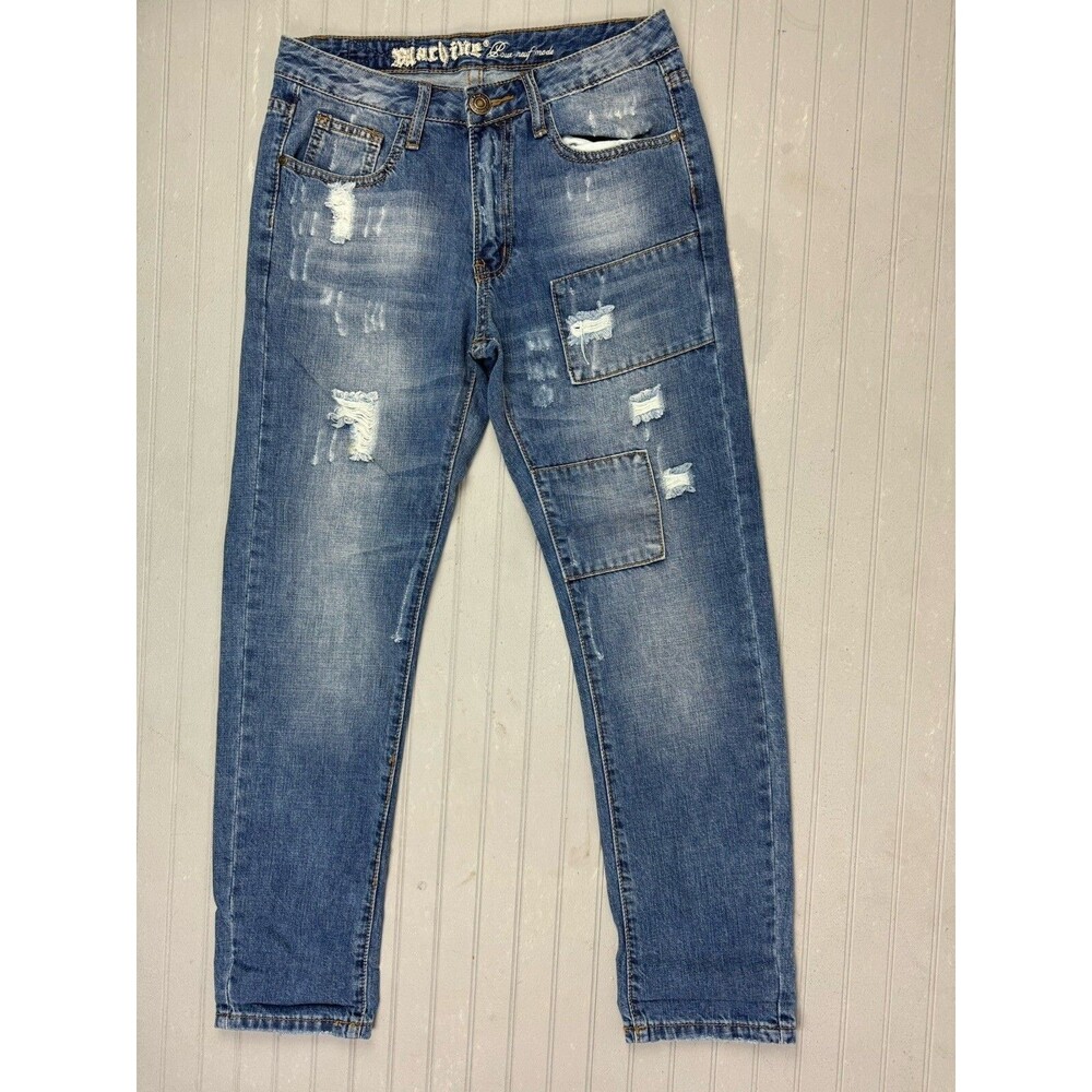 Machine Size 27 Women Ankle Jeans Cotton Novelle Mode Mid Rise Distress Med Wash